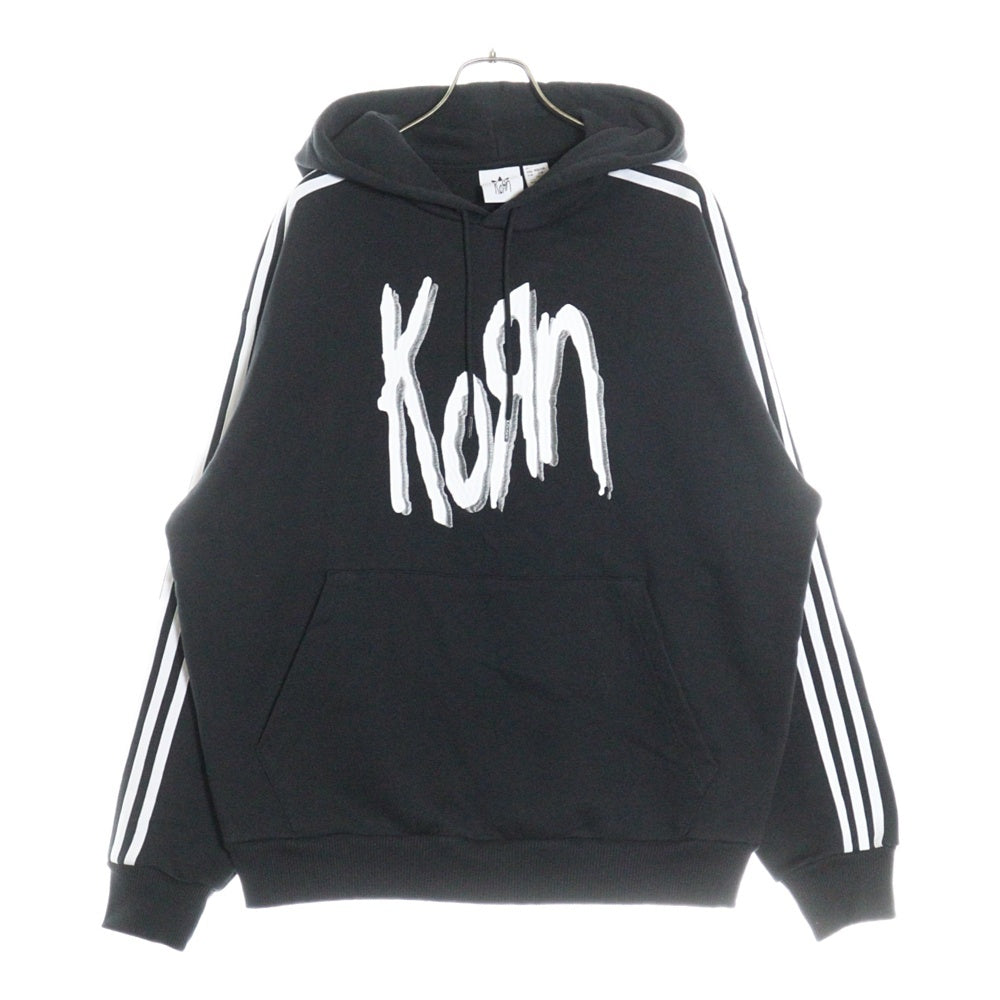 adidas(アディダス) KoRn HOODIE コーン ロゴエンブロイダリー スウェットプルオーバーパーカー ブラック IN9102