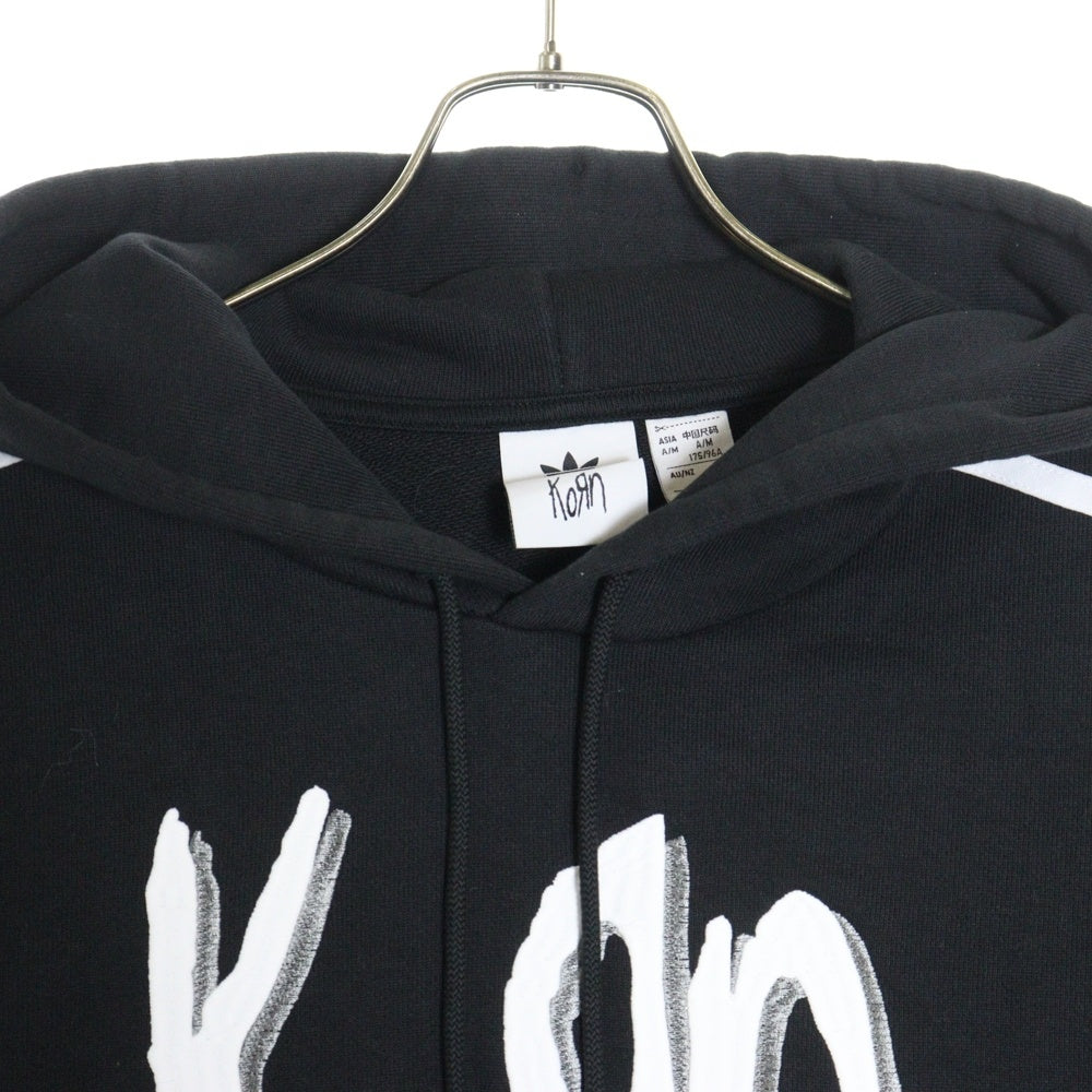 adidas(アディダス) KoRn HOODIE コーン ロゴエンブロイダリー スウェットプルオーバーパーカー ブラック IN9102