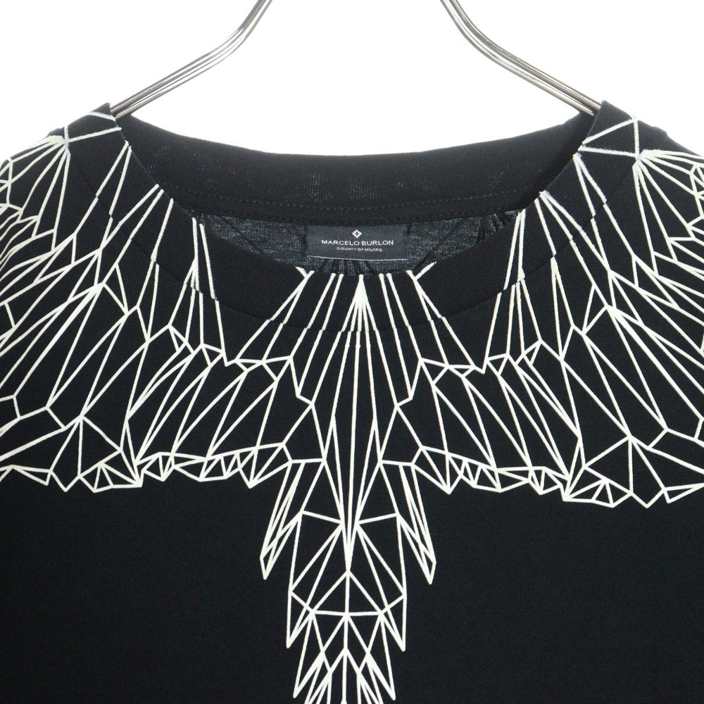 MARCELO BURLON(マルセロバーロン) Neon Wings T-Shirt ネオンウィング グラフィックプリント クルーネック半袖Tシャツ カットソー ブラック CMAA018S19001026