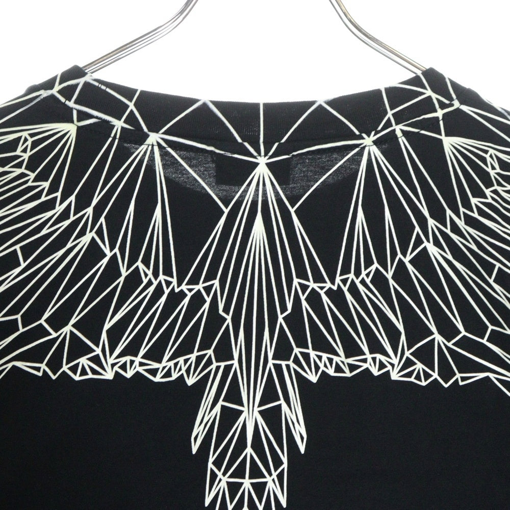 MARCELO BURLON(マルセロバーロン) Neon Wings T-Shirt ネオンウィング グラフィックプリント クルーネック半袖Tシャツ カットソー ブラック CMAA018S19001026