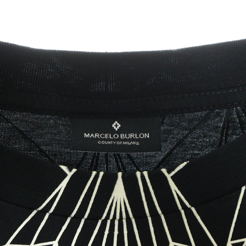 MARCELO BURLON(マルセロバーロン) Neon Wings T-Shirt ネオンウィング グラフィックプリント クルーネック半袖Tシャツ カットソー ブラック CMAA018S19001026