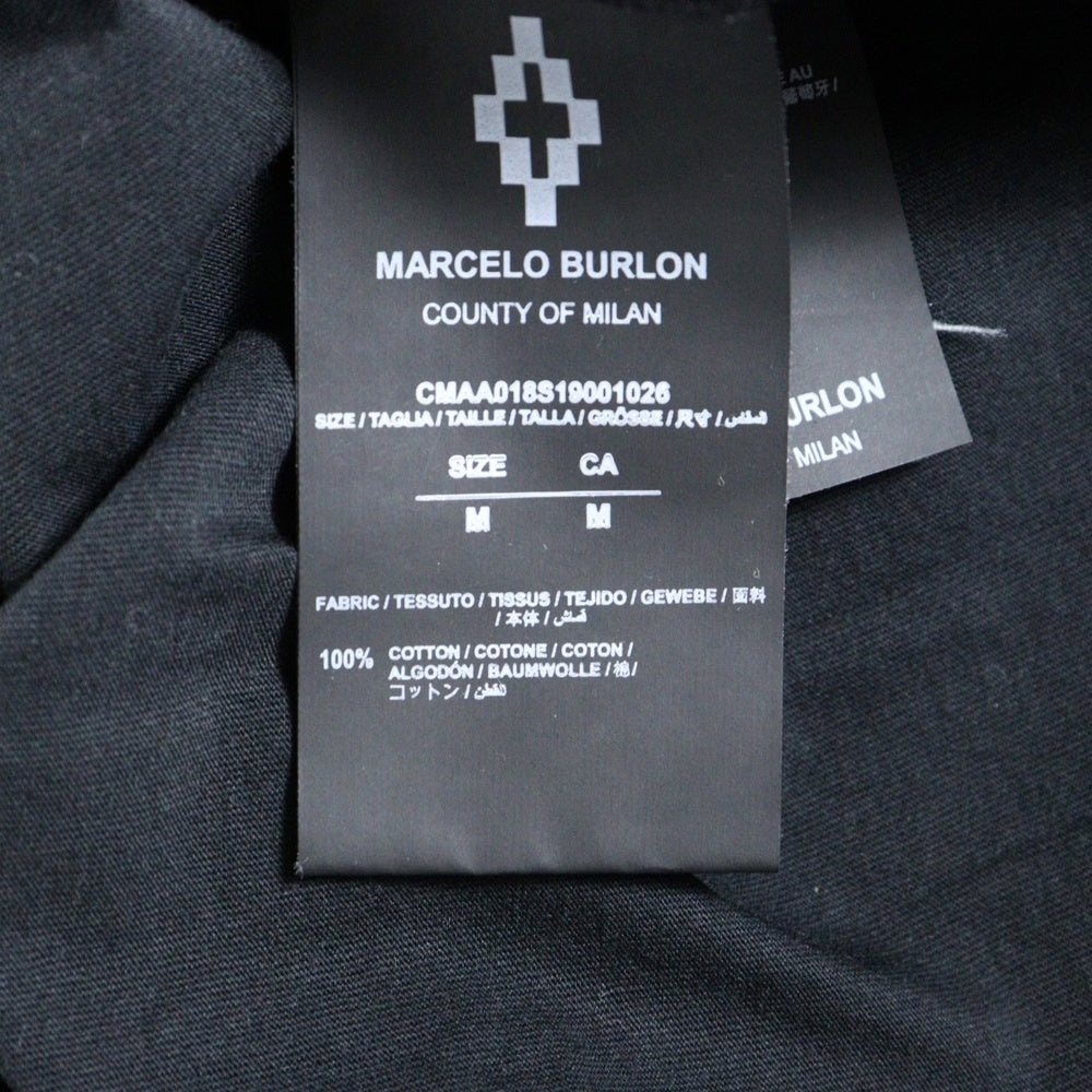 MARCELO BURLON(マルセロバーロン) Neon Wings T-Shirt ネオンウィング グラフィックプリント クルーネック半袖Tシャツ カットソー ブラック CMAA018S19001026
