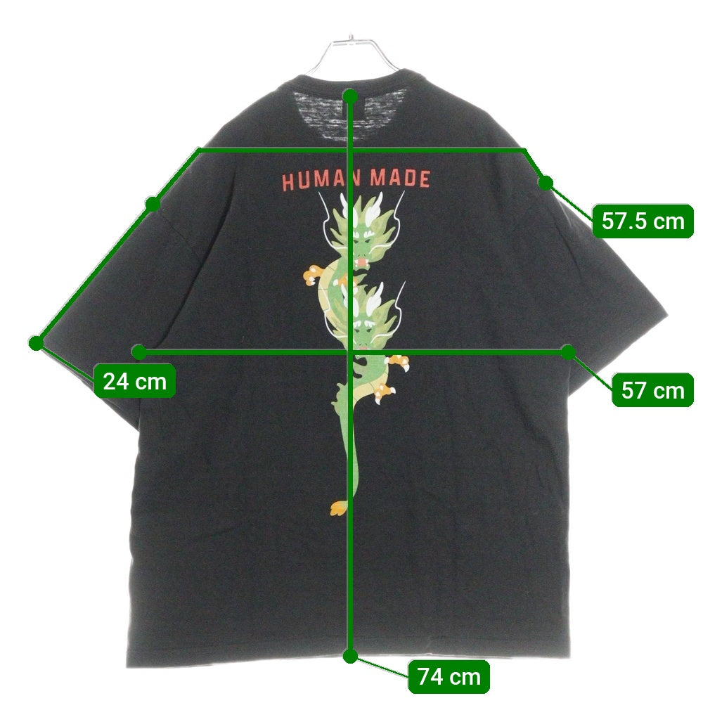 HUMAN MADE(ヒューマンメイド) 24SS GRAPHIC T-SHIRT #12 ドラゴン グラフィックプリント クルーネック半袖Tシャツ カットソー ブラック HM27TE012