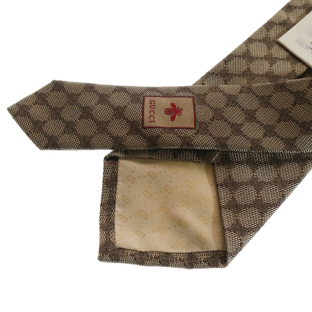 GUCCI(グッチ) インターロッキング 総柄 シルク ネクタイ ベージュ 456522