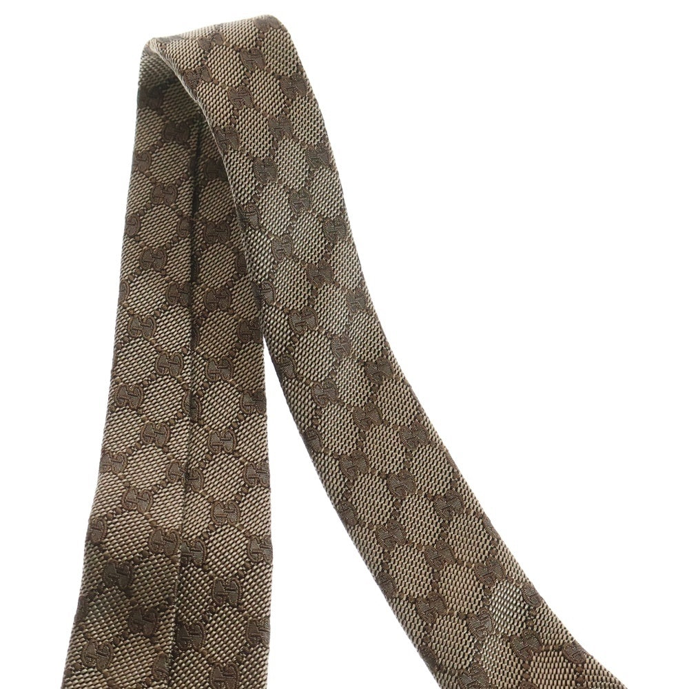 GUCCI(グッチ) インターロッキング 総柄 シルク ネクタイ ベージュ 456522