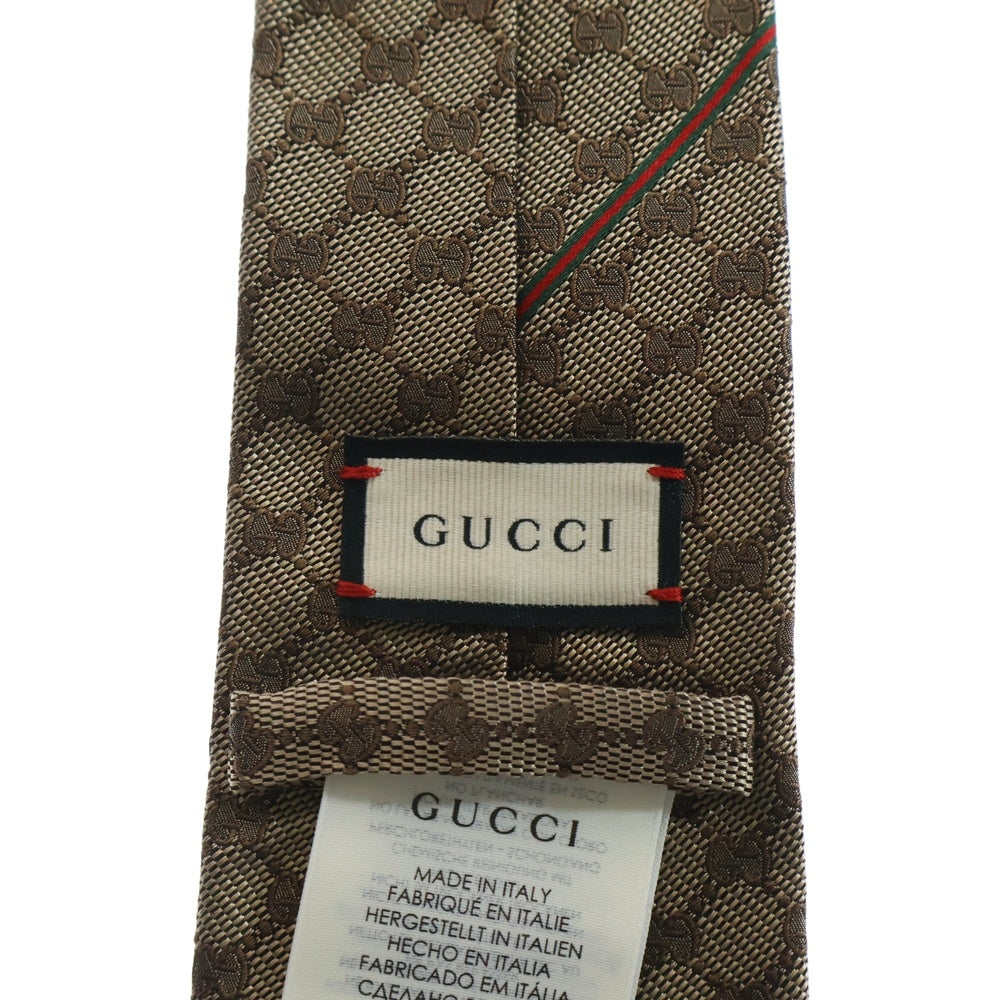 GUCCI(グッチ) インターロッキング 総柄 シルク ネクタイ ベージュ 456522