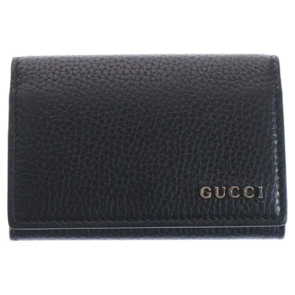 GUCCI(グッチ) メタルロゴ レザー 二つ折り カードケース ブラック 771152