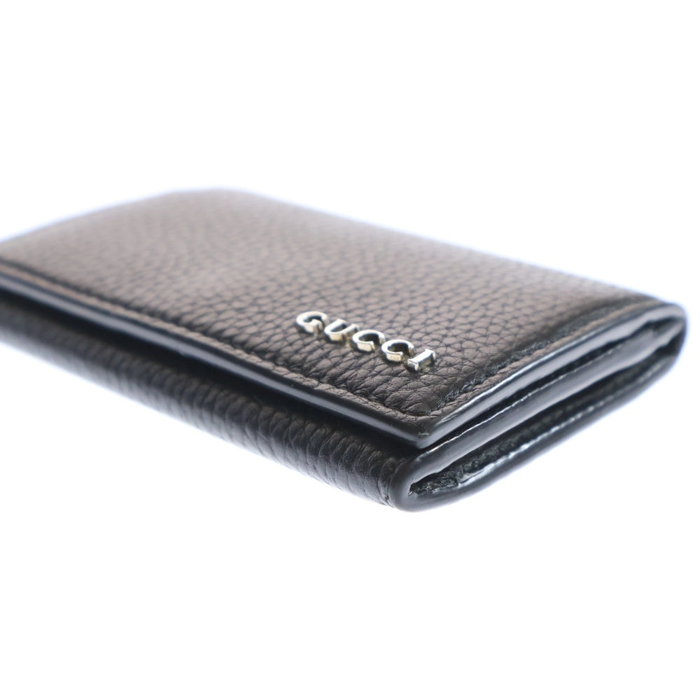 GUCCI(グッチ) メタルロゴ レザー 二つ折り カードケース ブラック 771152