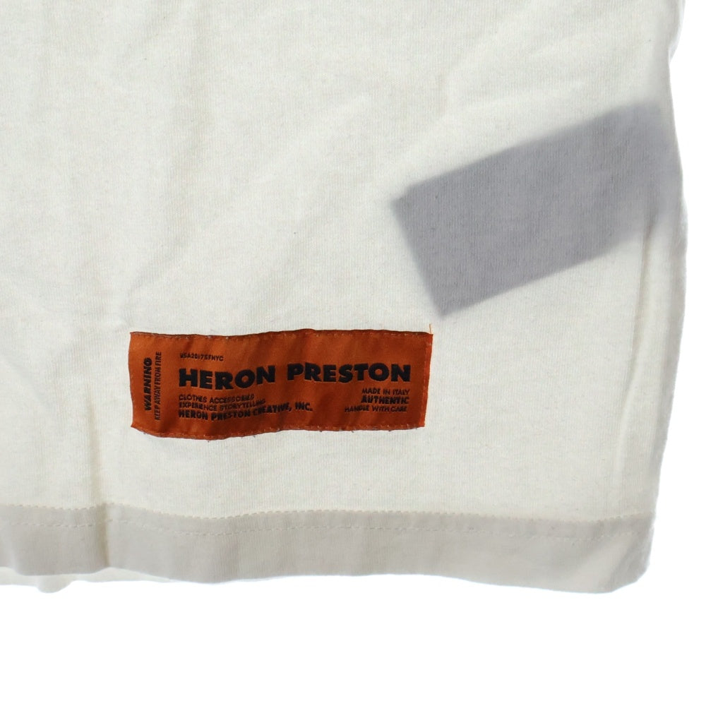 HERON PRESTON(ヘロンプレストン) 18SS Heron Print Tee ヘロン プリントTシャツ 半袖カットソー ホワイト HMAA001S18632014