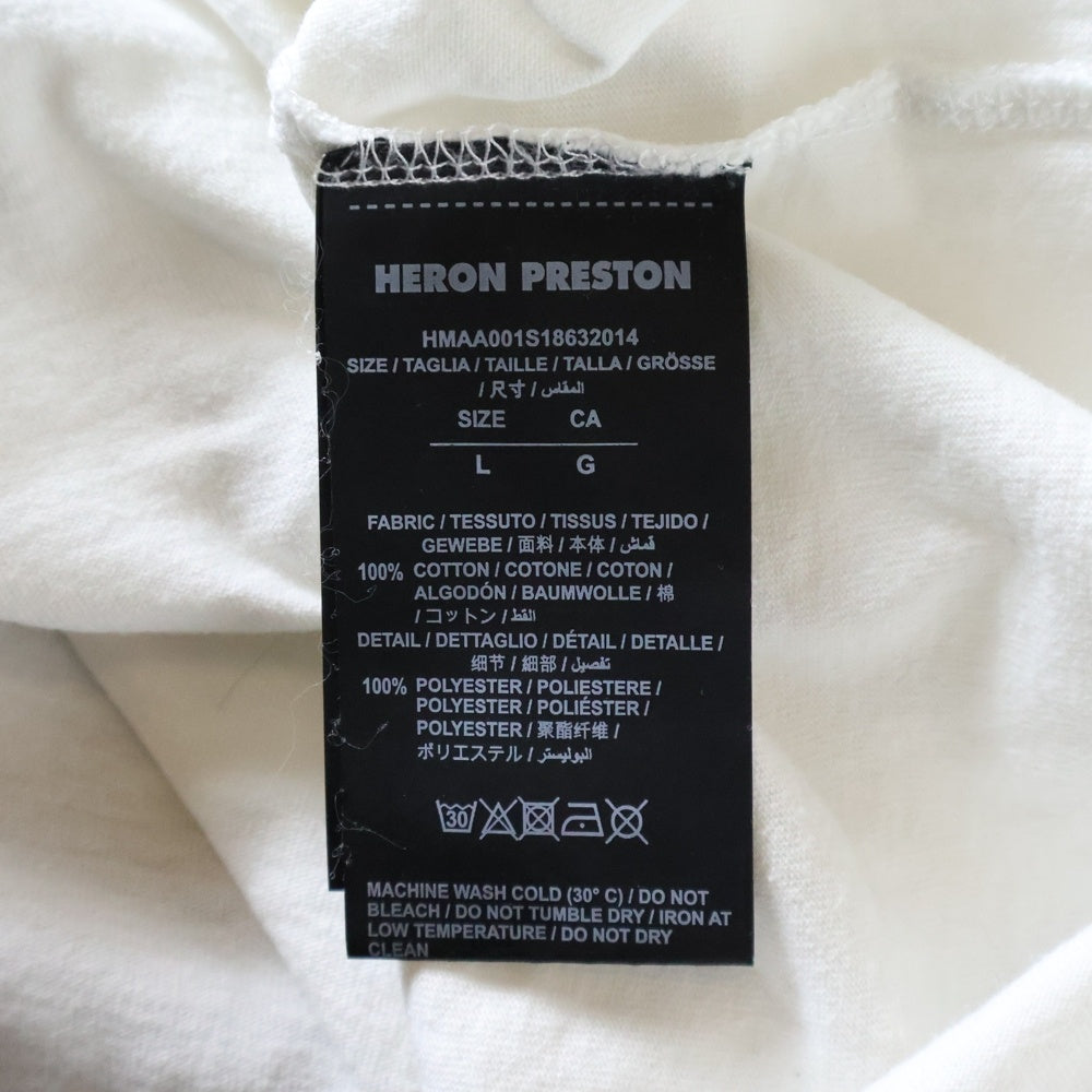 HERON PRESTON(ヘロンプレストン) 18SS Heron Print Tee ヘロン プリントTシャツ 半袖カットソー ホワイト HMAA001S18632014