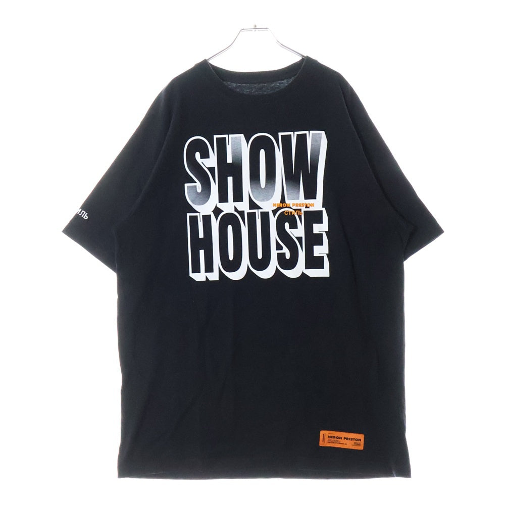 HERON PRESTON(ヘロンプレストン) 18SS Show House Tee ショーハウス プリントTシャツ 半袖カットソー ブラック HMAA001S18632050