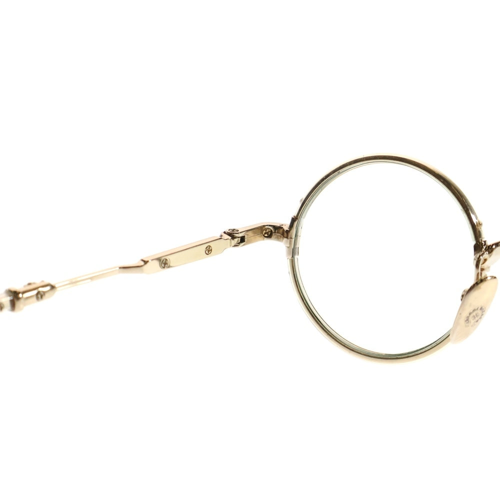 CHROME HEARTS(クロムハーツ) EDITH F クロステンプル メタルフレーム ラウンド眼鏡 サングラス ゴールド