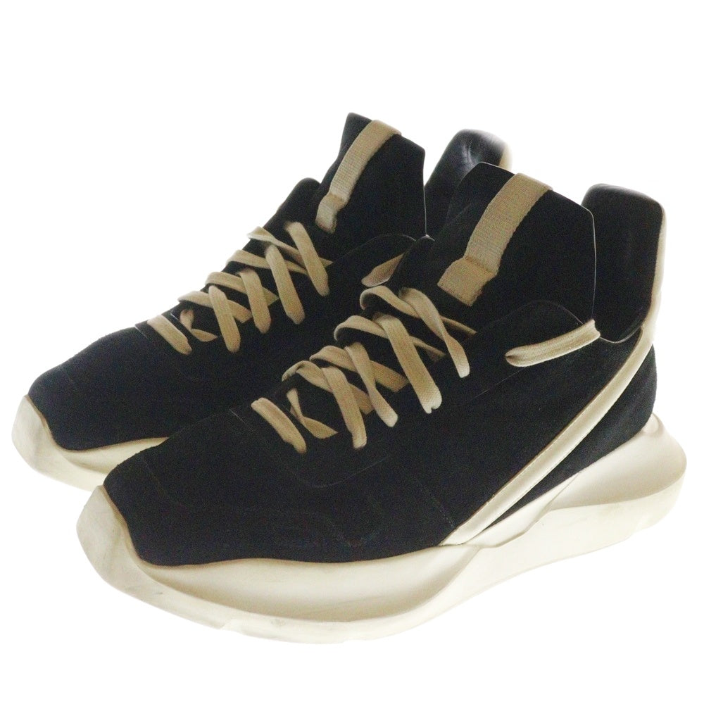 Rick Owens(リックオウエンス) 23SS GETH RUNNER ゲスランナー スエード レザーシューズ ローカットスニーカー ブラック/ホワイト RU01C4814