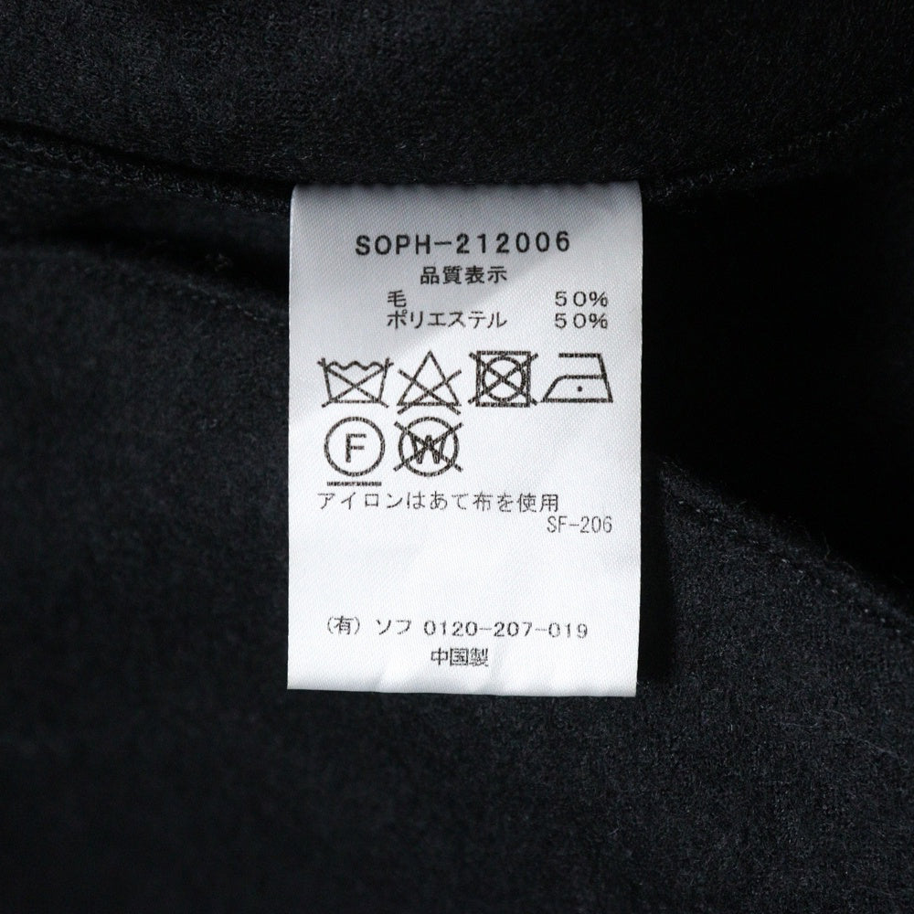 SOPHNET.(ソフネット) 21AW WOOL JERSEY NO COLLAR JACKET ウールジャージー ノーカラージャケット ブラック SOPH-212006