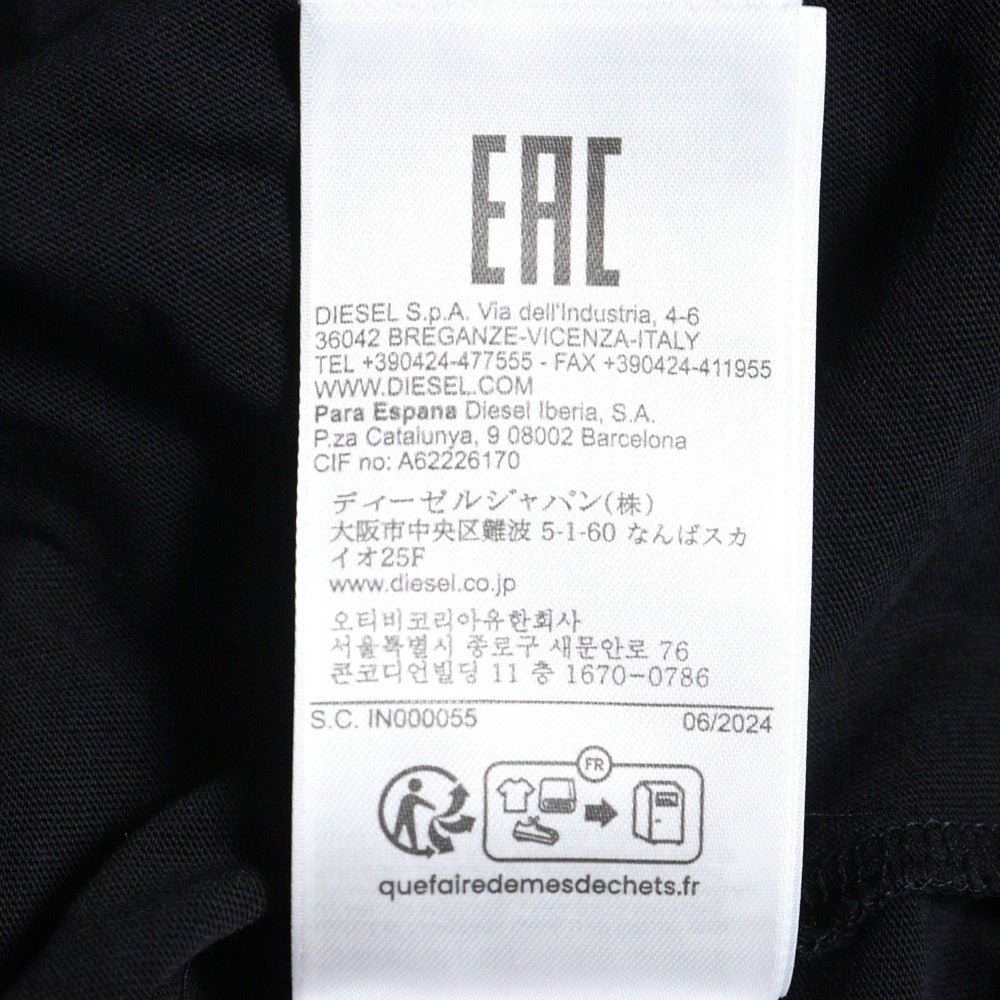 DIESEL(ディーゼル) 24AW T-BOXT-BLEACH ブリーチ加工 ブランドロゴプリント クルーネック カットソー 半袖Tシャツ ブラック A148720QKAS