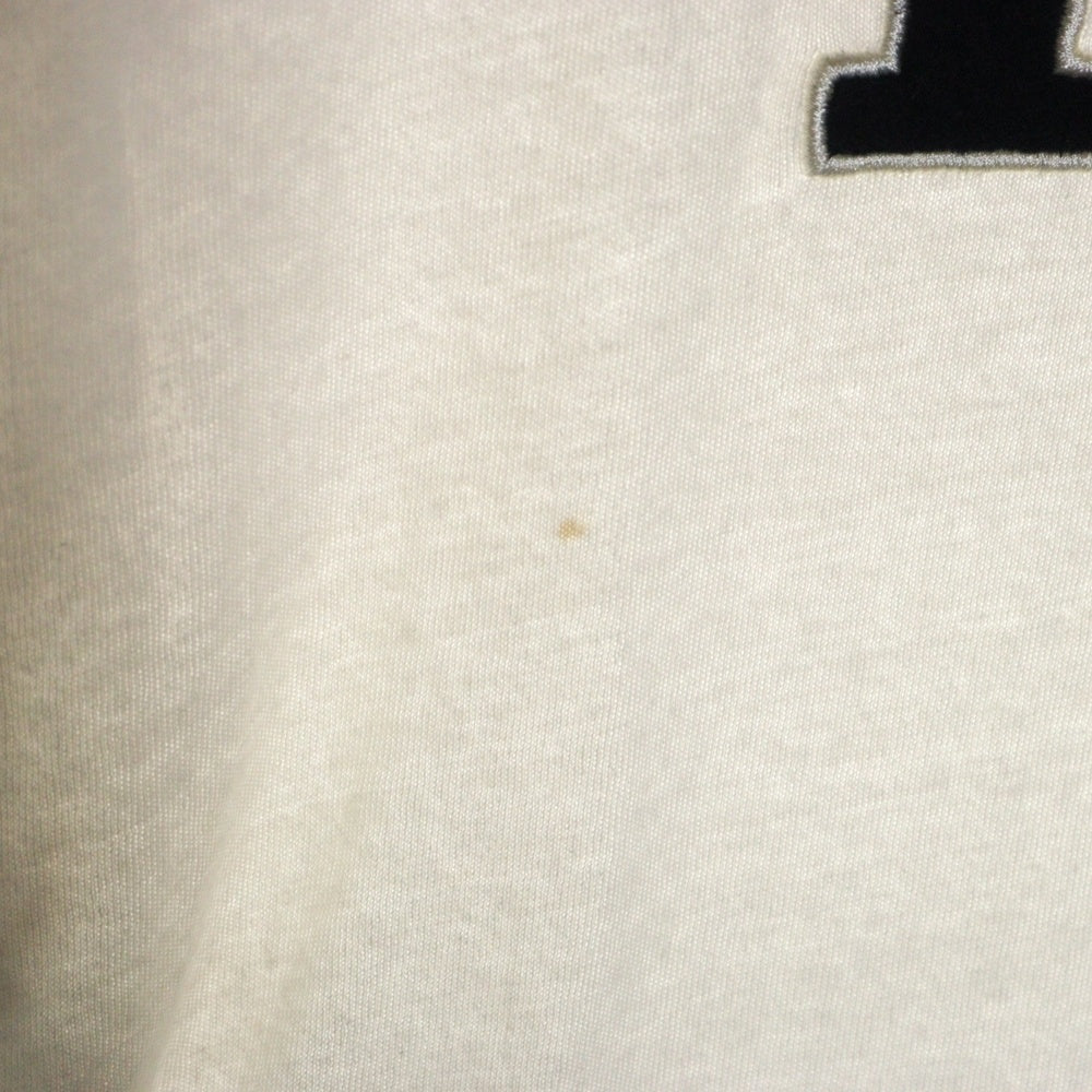 DIESEL(ディーゼル) T-WASHROT DSL ロゴ刺繍 ダメージ加工 クルーネック カットソー 半袖Tシャツ ホワイト A085660EFAN