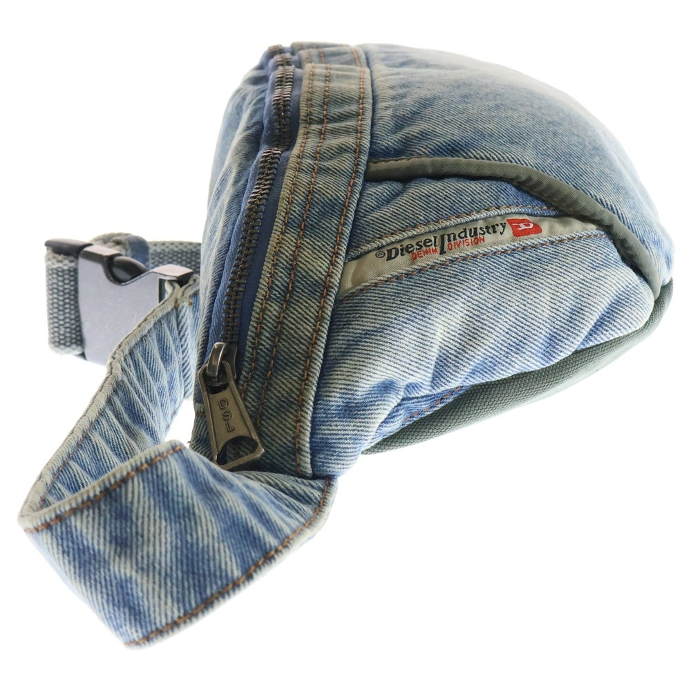 DIESEL(ディーゼル) ヴィンテージ加工 ウォッシュ デニム ウエストバッグ ボディバッグ ショルダーバッグ ブルー