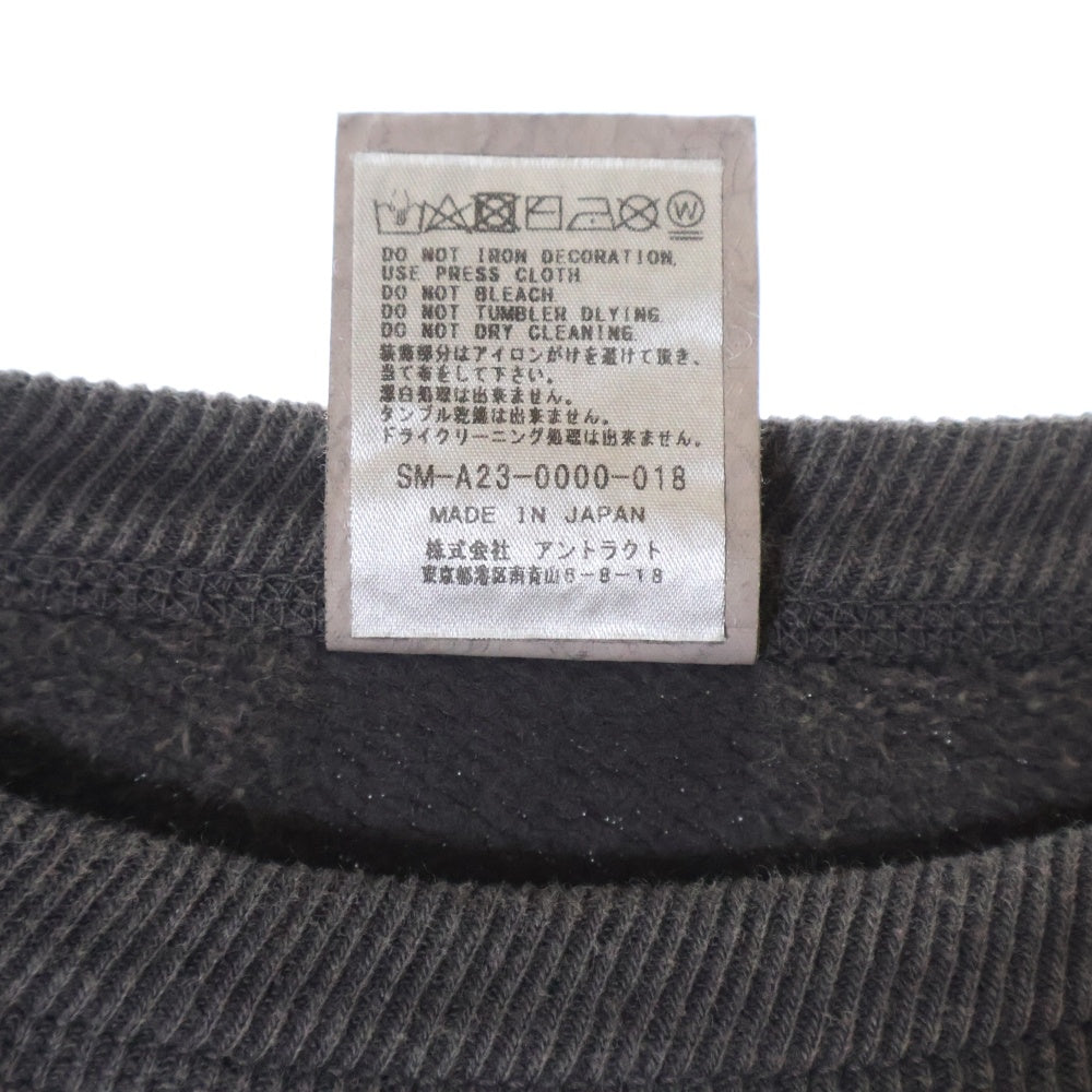 SAINT MICHAEL(セントマイケル) 23AW CRW N SWT ヴィンテージ加工 クルーネックスウェットトレーナー グレー SM-A23-0000-018