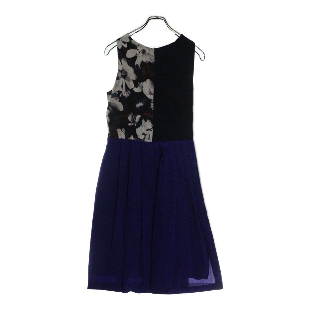 Paul Smith(ポールスミス) フラワープリント切替 プリーツ ノースリーブ ワンピース ブラック