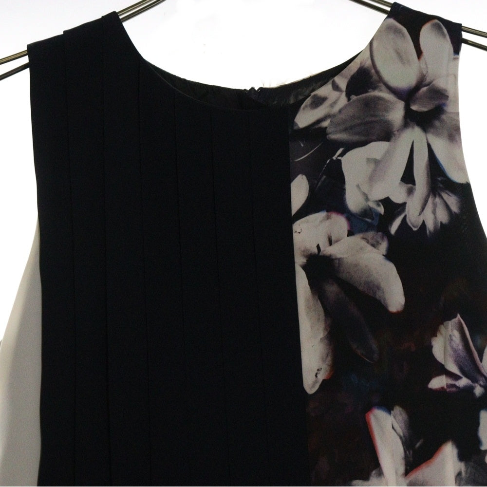 Paul Smith(ポールスミス) フラワープリント切替 プリーツ ノースリーブ ワンピース ブラック