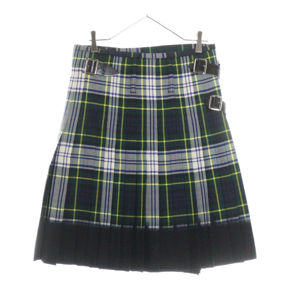 COMME des GARCONS(コムデギャルソン) 08AW AD2007×LOCHCARRON ロキャロン チェック ウール ラップ プリーツスカート グリーン レディース OB-S002