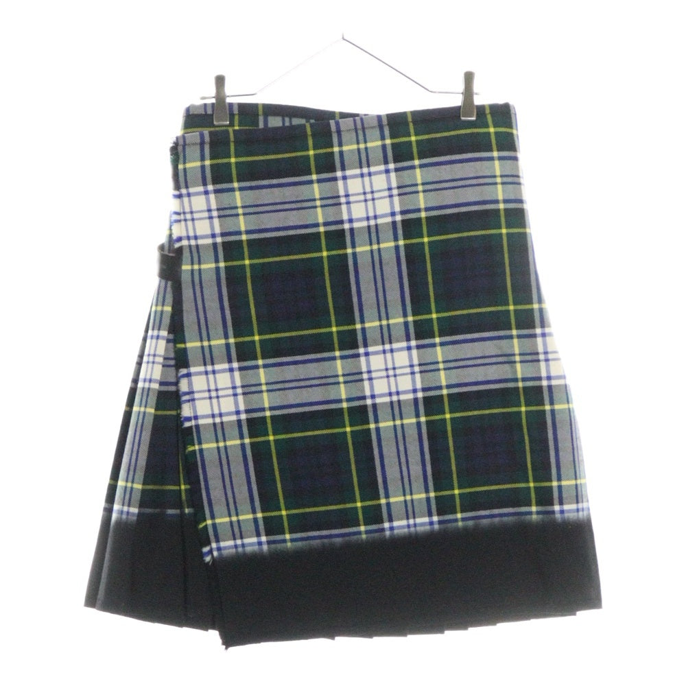 COMME des GARCONS(コムデギャルソン) 08AW AD2007×LOCHCARRON ロキャロン チェック ウール ラップ プリーツスカート グリーン レディース OB-S002