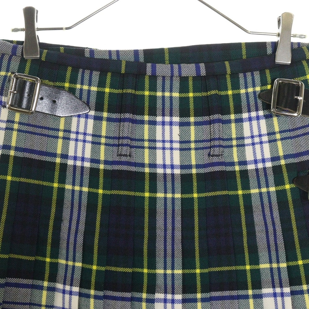 COMME des GARCONS(コムデギャルソン) 08AW AD2007×LOCHCARRON ロキャロン チェック ウール ラップ プリーツスカート グリーン レディース OB-S002