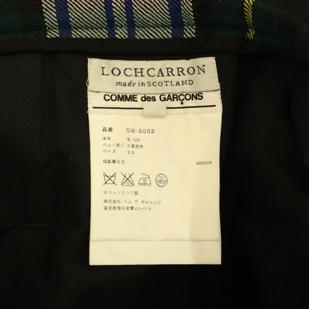 COMME des GARCONS(コムデギャルソン) 08AW AD2007×LOCHCARRON ロキャロン チェック ウール ラップ プリーツスカート グリーン レディース OB-S002