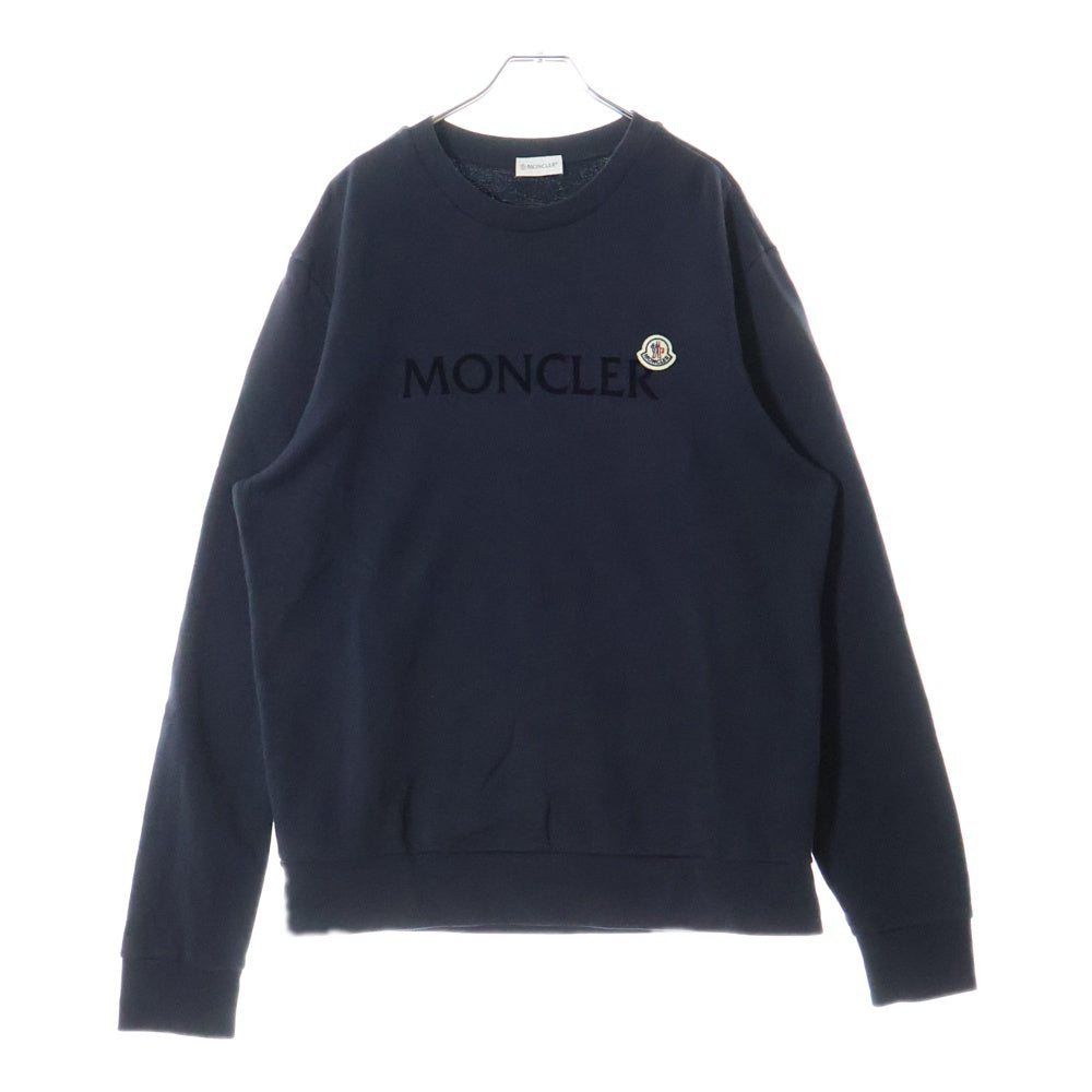 MONCLER(モンクレール) 24AW FELPA GIROCOLLO フロントフェルトロゴ スウェットトレーナー ネイビー J20918G0039 809KR