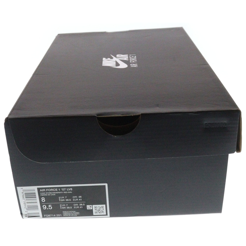 NIKE(ナイキ) AIR FORCE 1 07 LV8 BAROQUE BROWN エアフォース1 07 LV8 バロックブラウン ローカットスニーカー ホワイト/ブラウン/レッド US8/26cm FQ8714-201