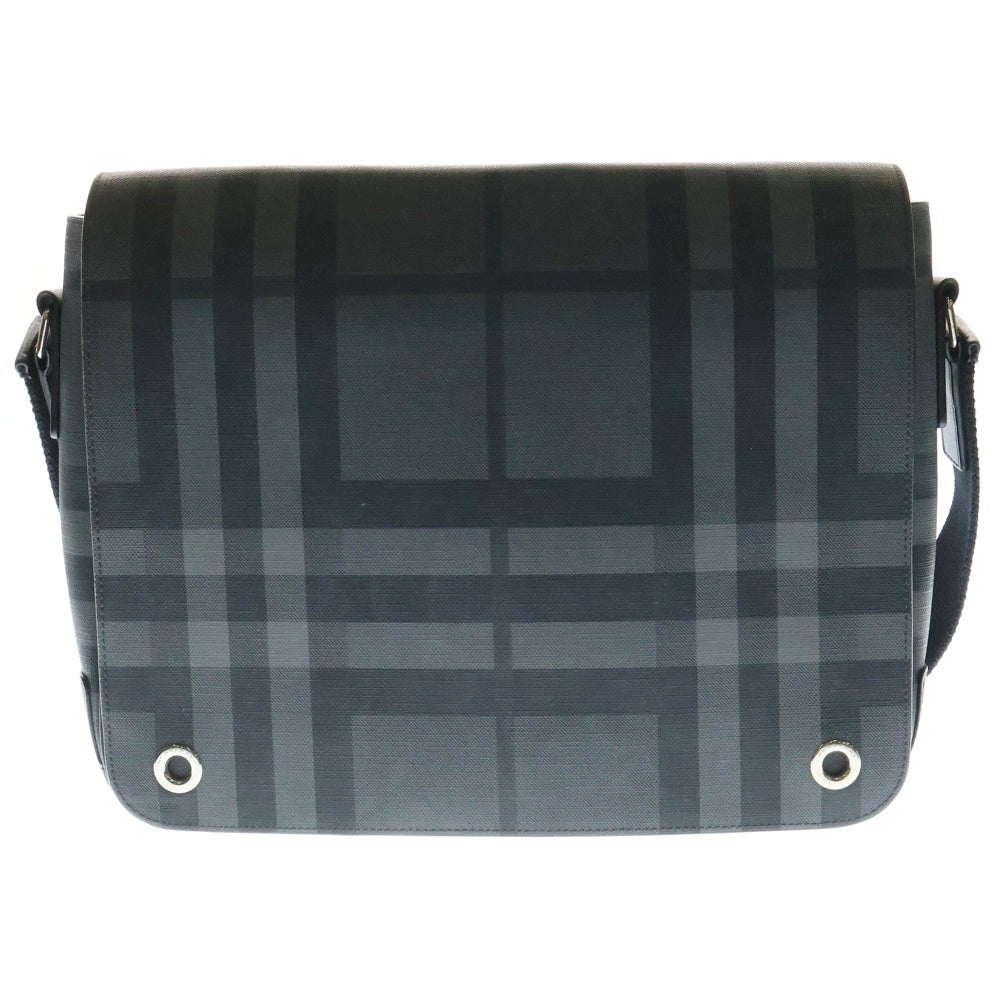 BURBERRY(バーバリー) ノバチェック レザー切り替え PVCショルダーバッグ ブラック 8005165
