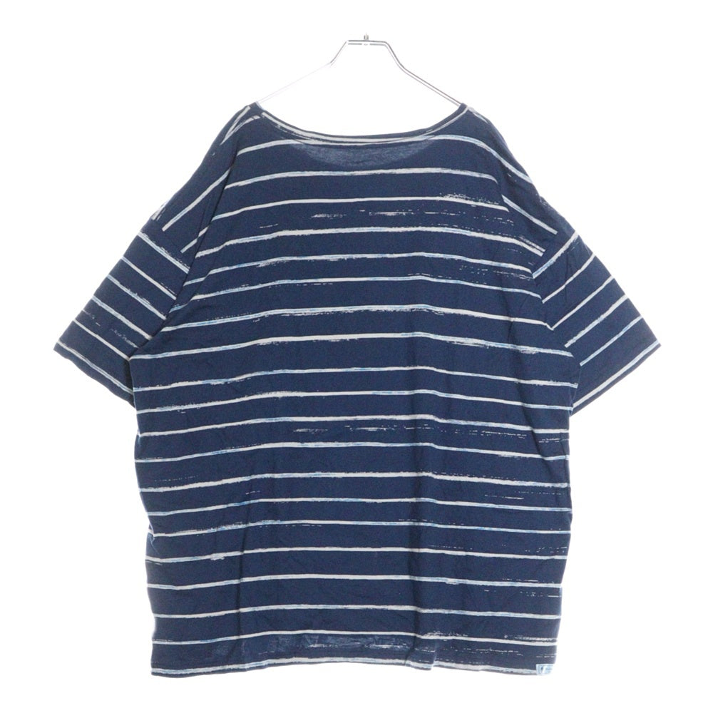 Porter Classic(ポータークラシック) ボーダー柄 ラウンドネック半袖Tシャツ カットソー ブルー