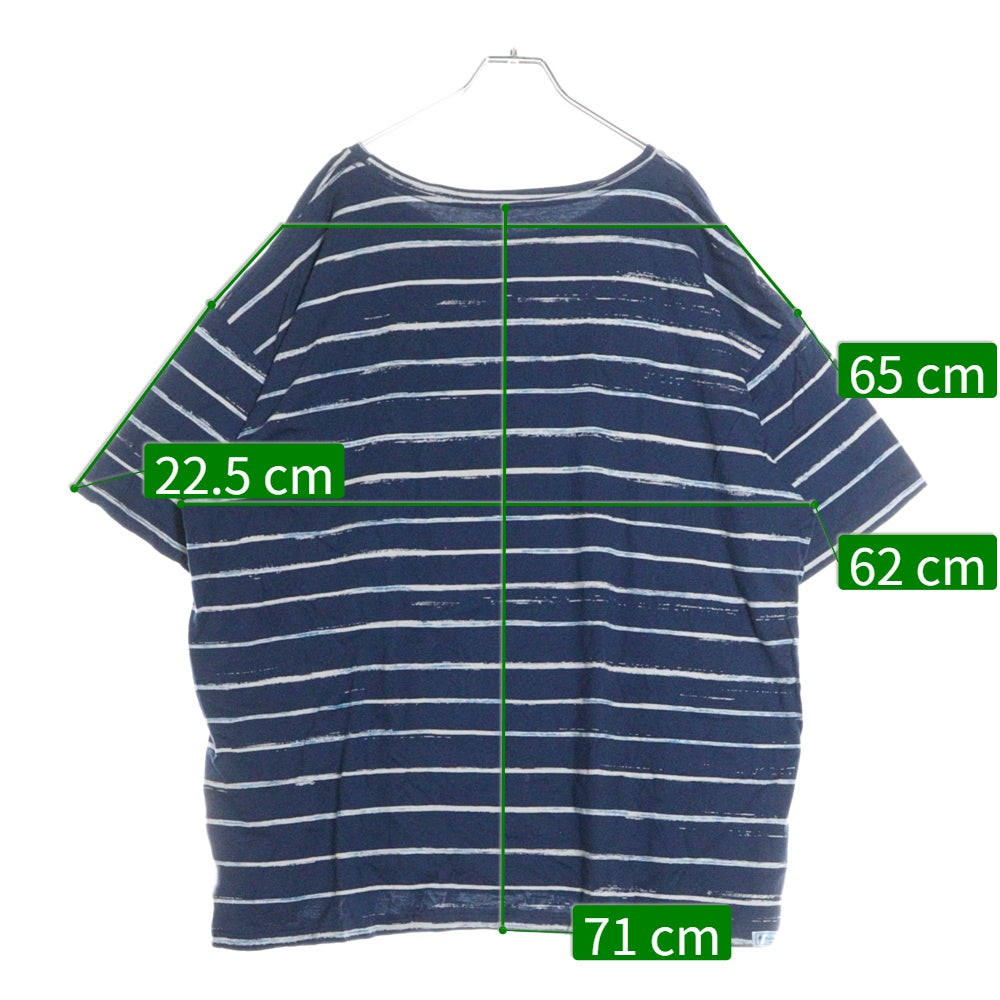 Porter Classic(ポータークラシック) ボーダー柄 ラウンドネック半袖Tシャツ カットソー ブルー