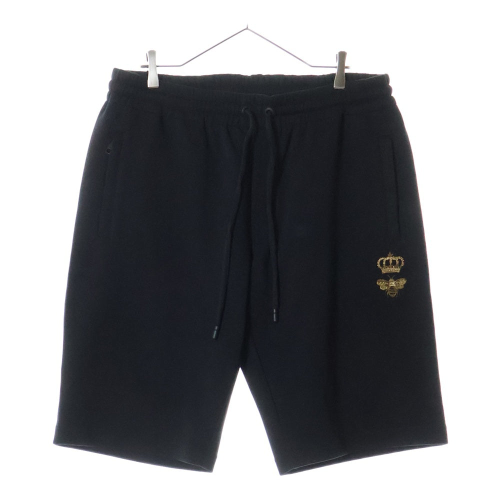 DOLCE & GABBANA(ドルチェアンドガッバーナ) EMBROIDERED BERMUDA SHORTS エンブロイダリー バミューダ スウェットショーツ ブラック GVF8AZ HU7H9