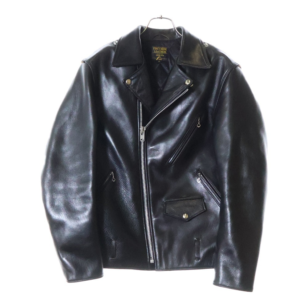 FINE CREEK LEATHERS(ファインクリークレザーズ) マルチポケット キルティング裏地 ホースハイド ダブルライダースジャケット ブラック