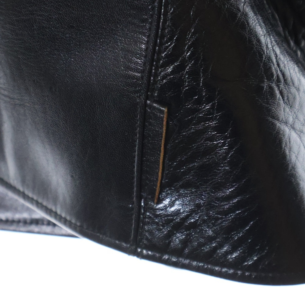 FINE CREEK LEATHERS(ファインクリークレザーズ) マルチポケット キルティング裏地 ホースハイド ダブルライダースジャケット ブラック