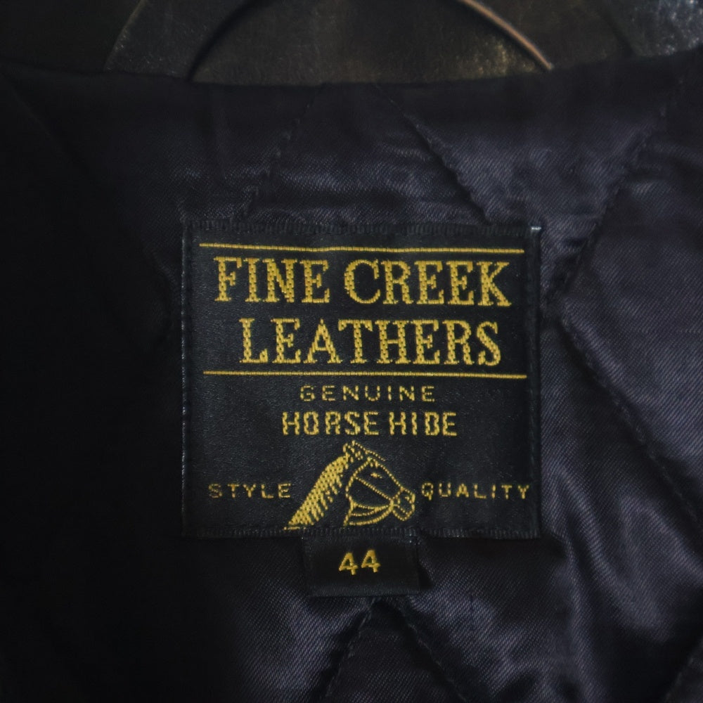 FINE CREEK LEATHERS(ファインクリークレザーズ) マルチポケット キルティング裏地 ホースハイド ダブルライダースジャケット ブラック