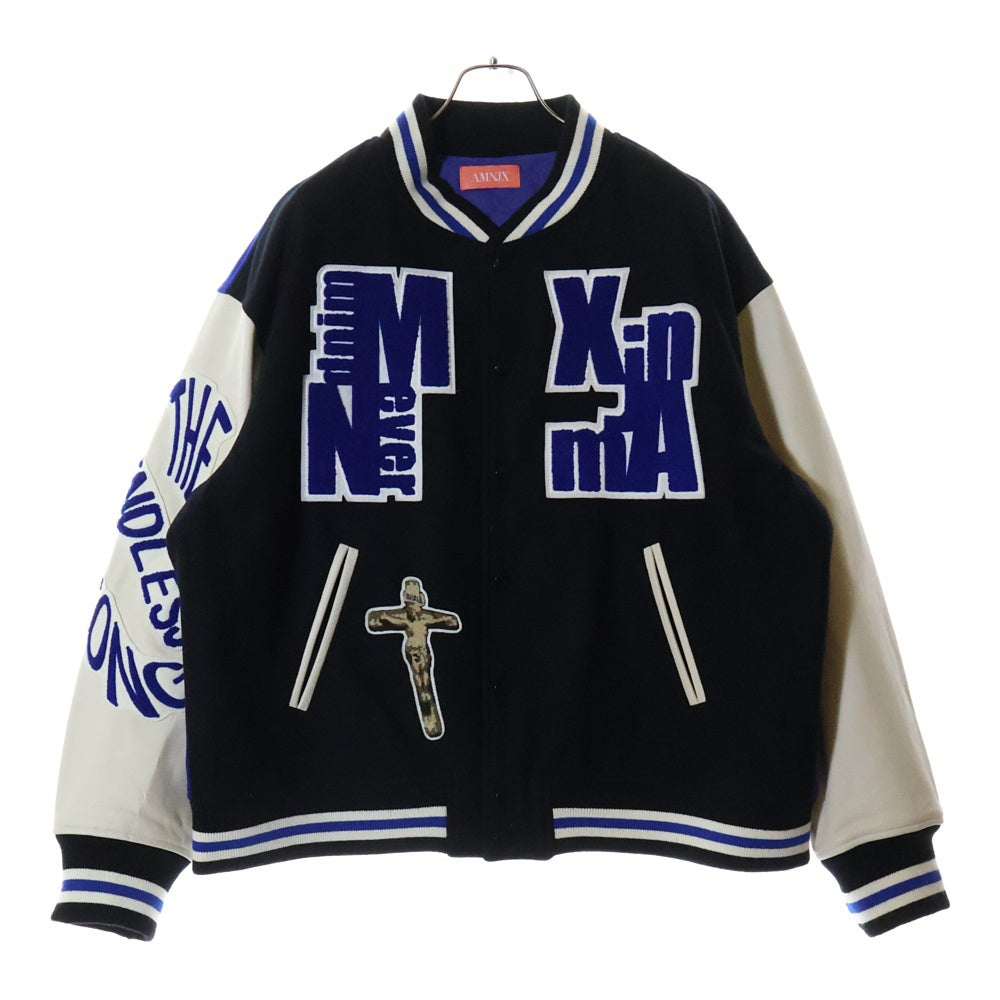 AMNJX(エイエムエヌジェエックス) GODDAMN STADIUM JACKET ゴッドダム スタジアム ジャケット マルチパッチ スタジャン ブラック AMN-010