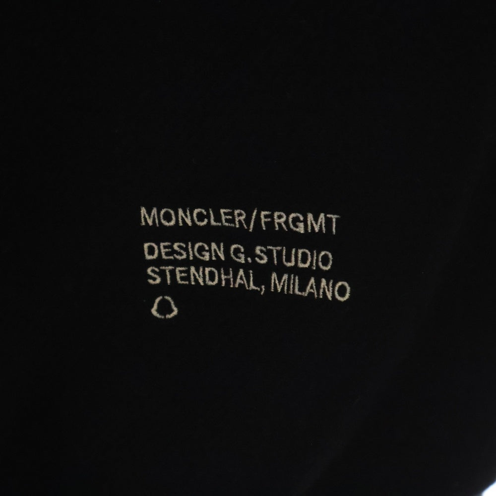 MONCLER GENIUS(モンクレール ジーニアス) 23AW ×FRAGMENT CELSIA フラグメント セルシア フラワーエンブロイダリー 袖レザー ダウン ボンバージャケット スタジャン ブラック/ホワイト I209U1A00007