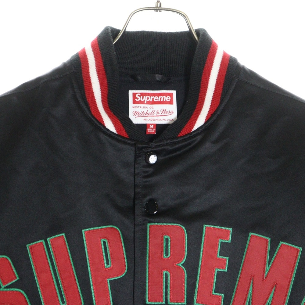 SUPREME(シュプリーム) 21SS ×Mitchell&Ness Satin Varsity Jacket ミッチェル アンド ネス サテン バーシティ ジャケット ブラック