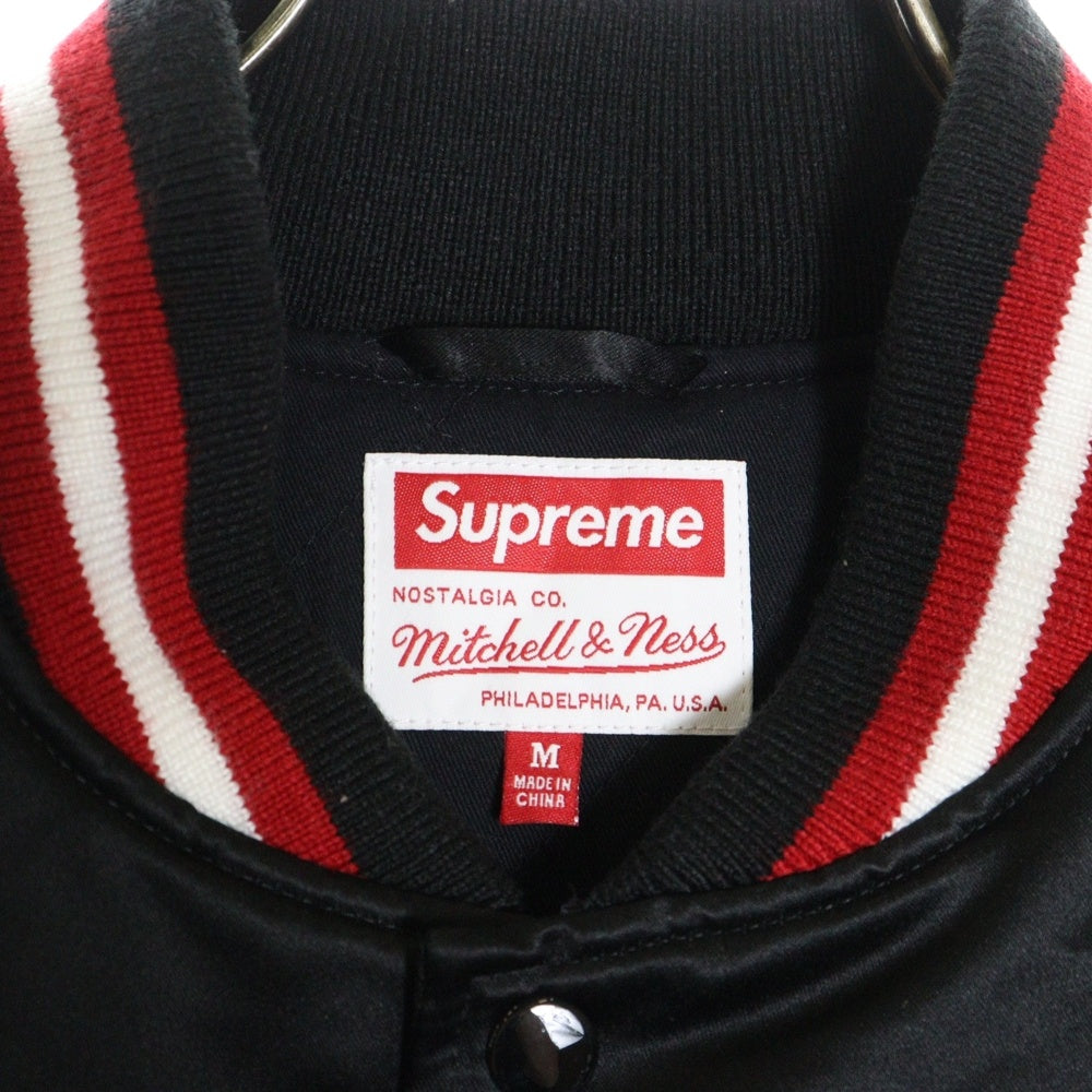 SUPREME(シュプリーム) 21SS ×Mitchell&Ness Satin Varsity Jacket ミッチェル アンド ネス サテン バーシティ ジャケット ブラック