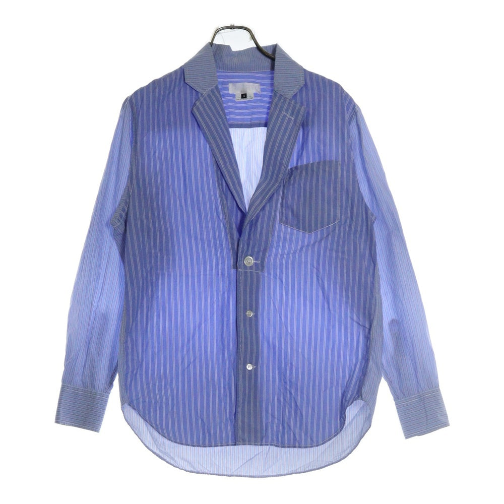 GANRYU(ガンリュウ) 14SS AD2013 ストライプ コットン シャツジャケット ブルー EM-B007