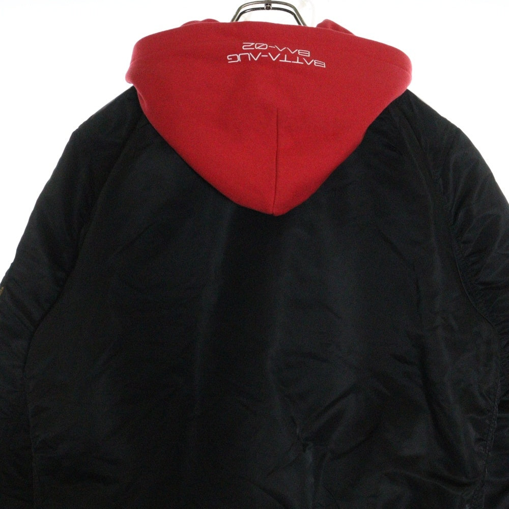 ALPHA INDUSTRIES(アルファ インダストリーズ) ×シン・仮面ライダー L-2B NATUS LIGHT 仮面ライダー2号 MA-1フード付フライトジャケット ジップアップブルゾン ブラック/レッド TA0486-9001