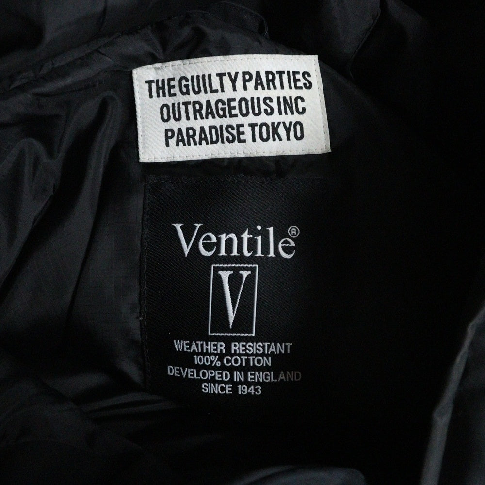 WACKO MARIA(ワコマリア) VENTILE HOODED DOWN JACKET ベンタイル コットン フーデッドダウンジャケット ブラック