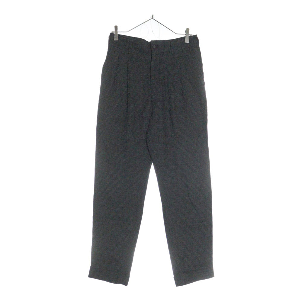 COMME des GARCONS HOMME(コムデギャルソンオム) 97AW AD1997 田中オム期 リネン混 2タック チェック テーパード スラックスパンツ ブラック HP-02008S