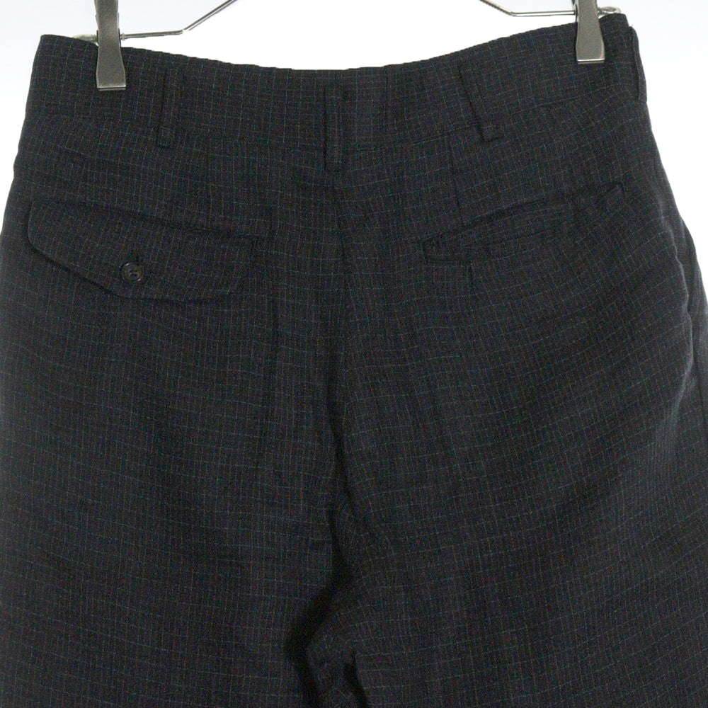 COMME des GARCONS HOMME(コムデギャルソンオム) 97AW AD1997 田中オム期 リネン混 2タック チェック テーパード スラックスパンツ ブラック HP-02008S