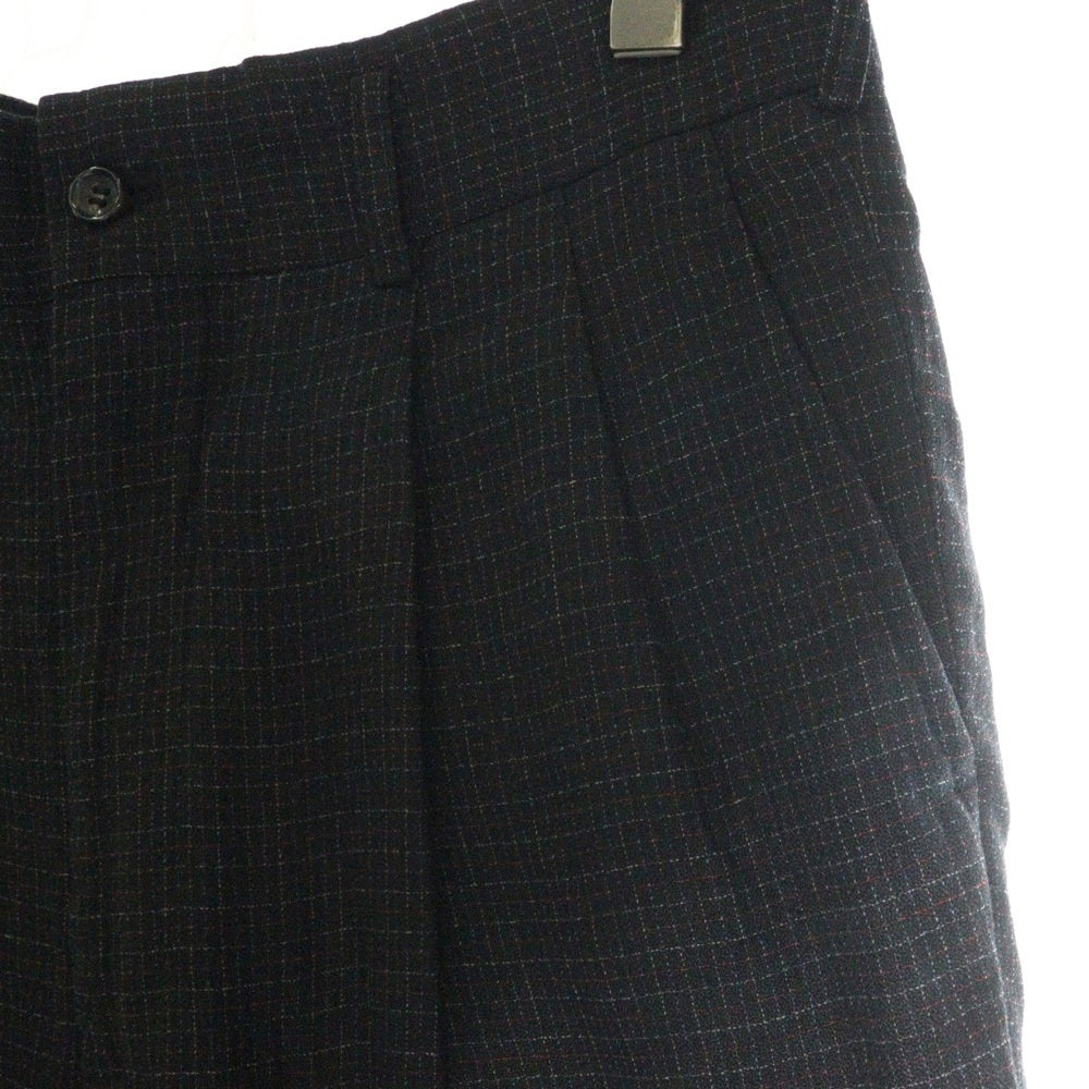 COMME des GARCONS HOMME(コムデギャルソンオム) 97AW AD1997 田中オム期 リネン混 2タック チェック テーパード スラックスパンツ ブラック HP-02008S
