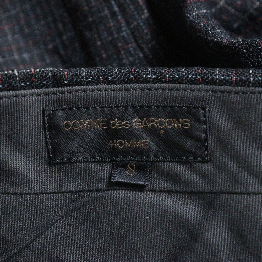 COMME des GARCONS HOMME(コムデギャルソンオム) 97AW AD1997 田中オム期 リネン混 2タック チェック テーパード スラックスパンツ ブラック HP-02008S