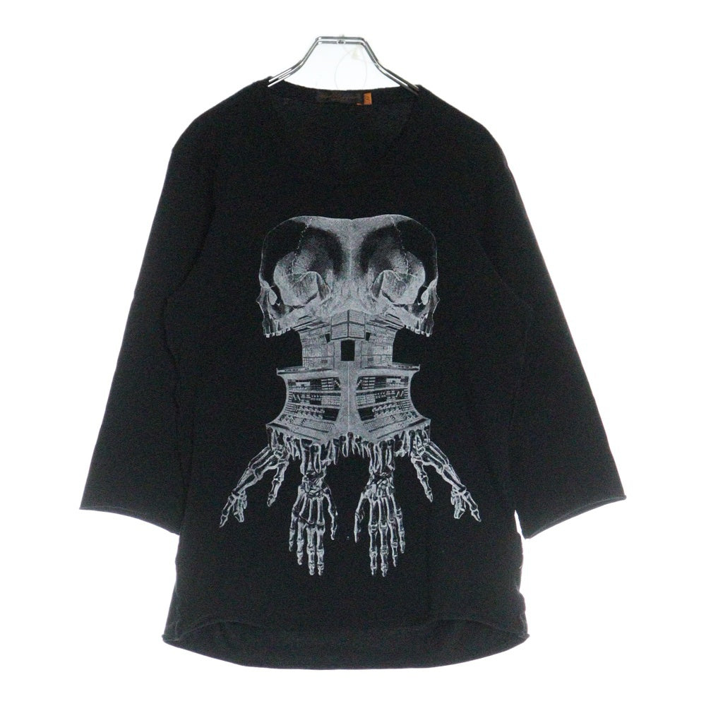 UNDERCOVERISM(アンダーカバイズム) 05SS but Beautiful期 スカル プリント ショートスリーブ カットソー 7分丈 半袖 Tシャツ ブラック