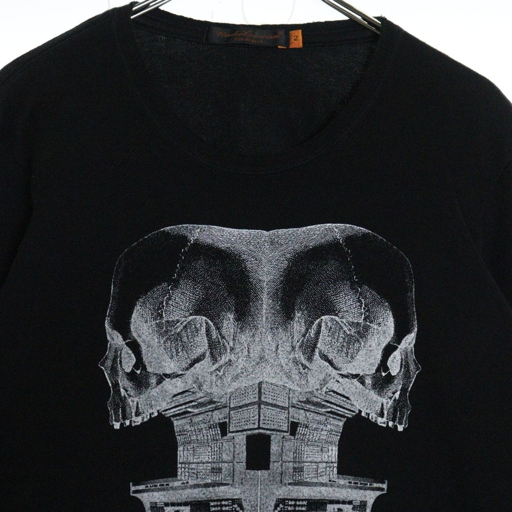 UNDERCOVERISM(アンダーカバイズム) 05SS but Beautiful期 スカル プリント ショートスリーブ カットソー 7分丈 半袖 Tシャツ ブラック